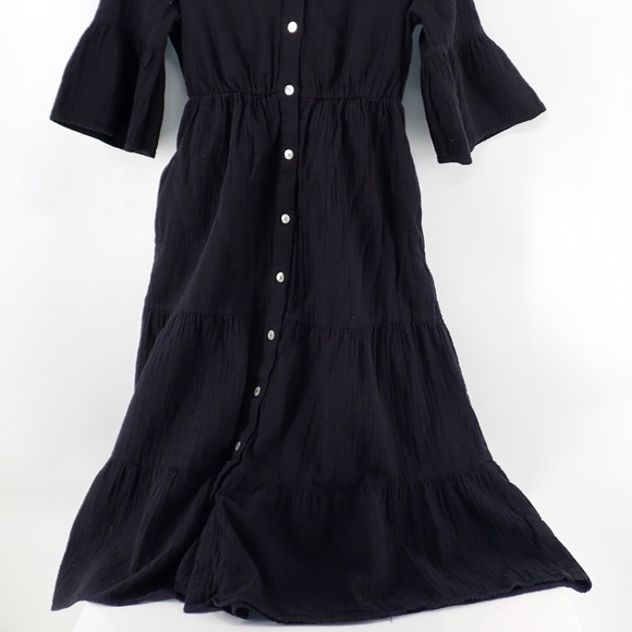 Chelsea & Theodore Women's Cotton Gauze Tiered Button Up Midi Dress XS ~Extra SM - Picture 5 of 7